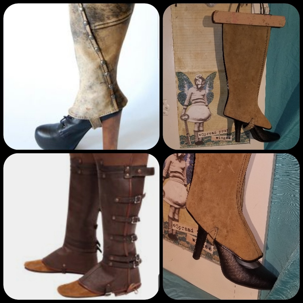 Genuine leather spats gaiters steampunk boot cover